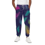Colorful Feather Pattern Print Cotton Pants