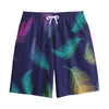 Colorful Feather Pattern Print Cotton Shorts