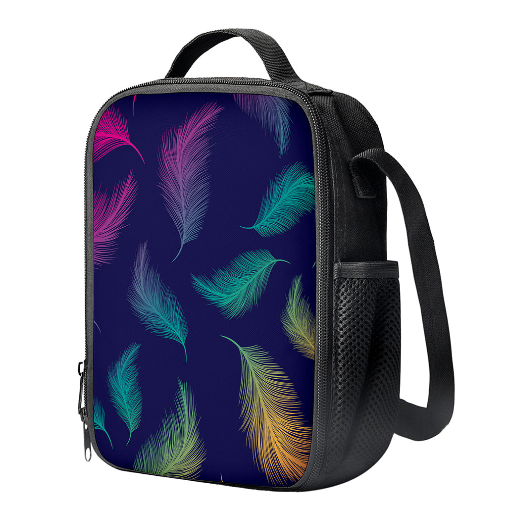 Colorful Feather Pattern Print Crossbody Lunch Bag