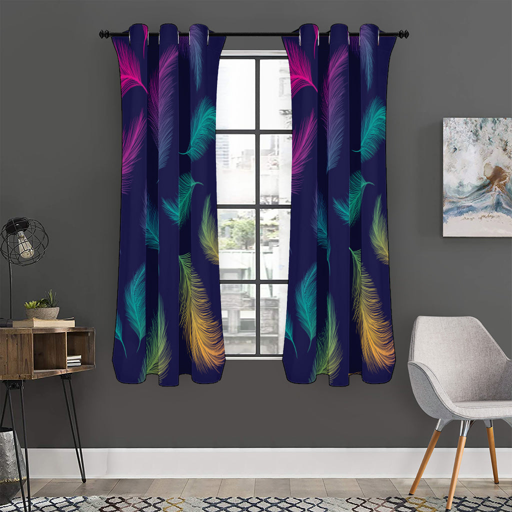 Colorful Feather Pattern Print Curtain