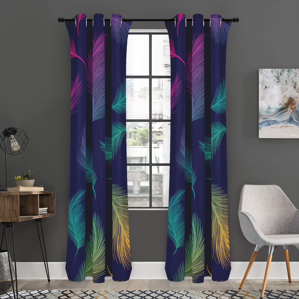 Colorful Feather Pattern Print Curtain