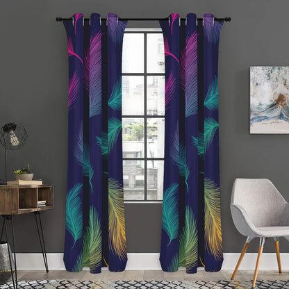 Colorful Feather Pattern Print Curtain