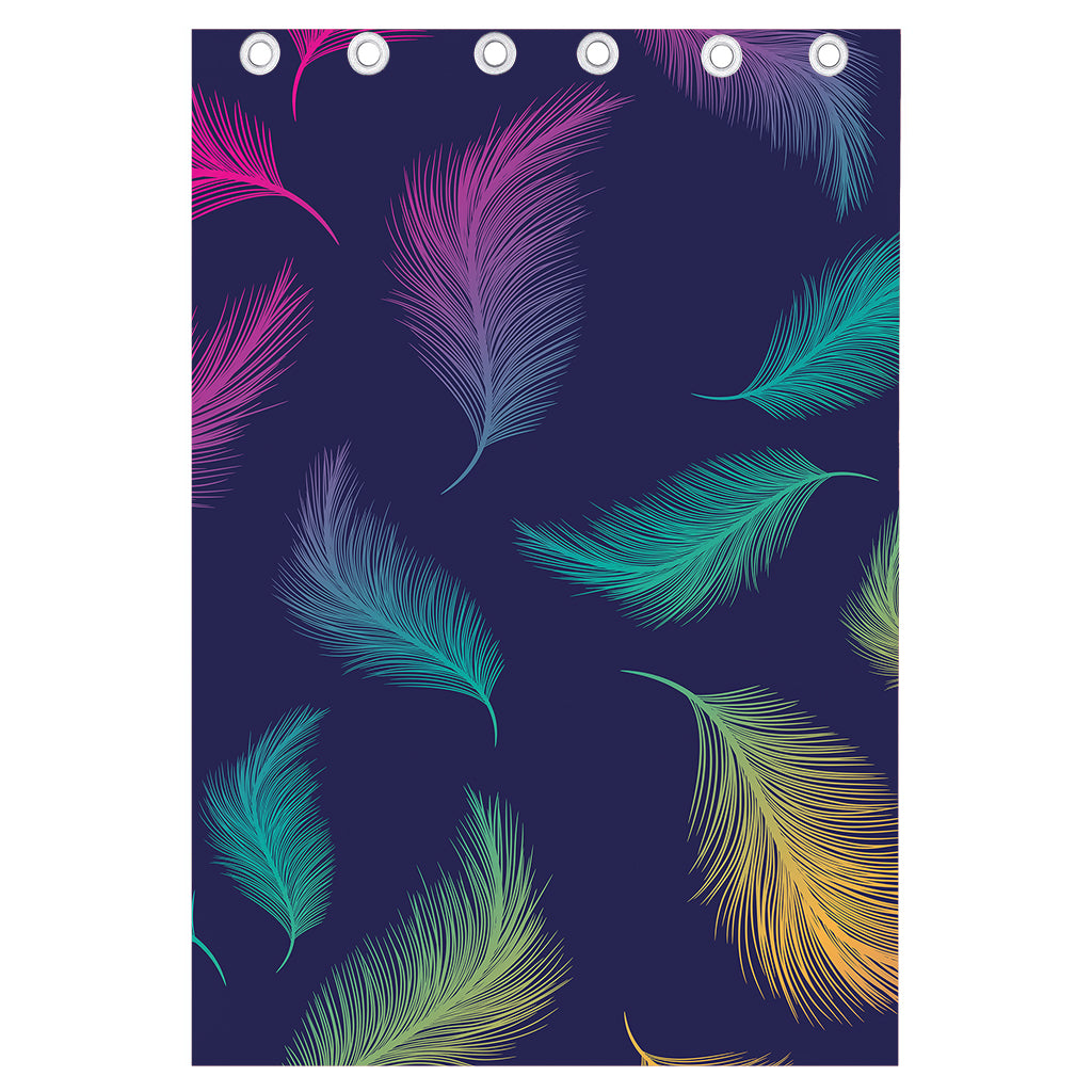 Colorful Feather Pattern Print Curtain