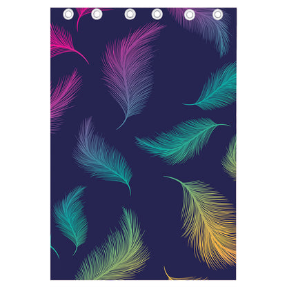 Colorful Feather Pattern Print Curtain