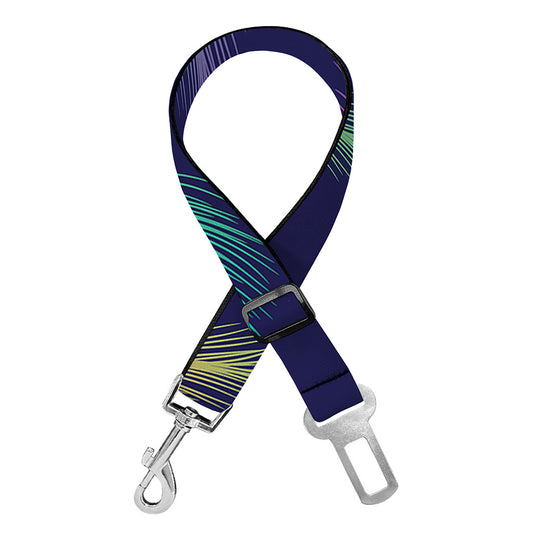 Colorful Feather Pattern Print Dog Seat Belt