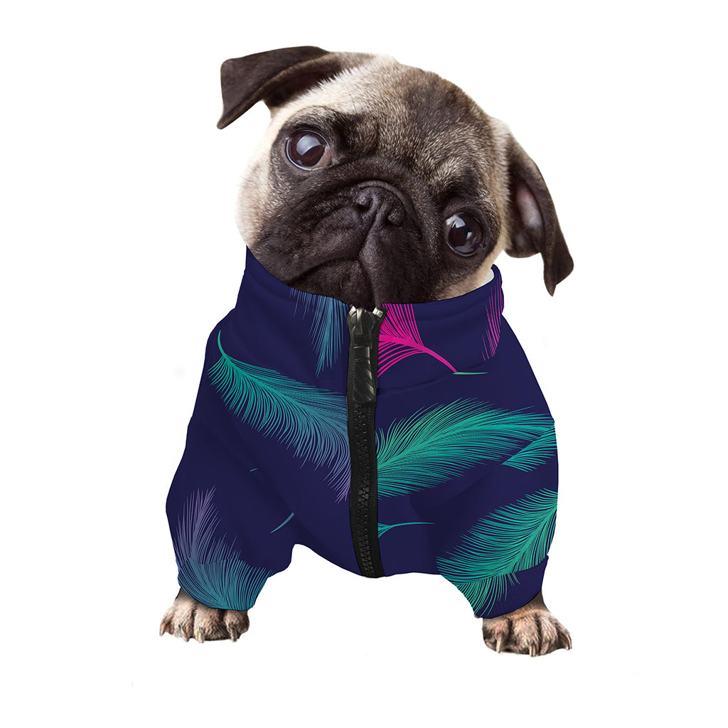 Colorful Feather Pattern Print Dog Zip Up Jacket