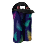 Colorful Feather Pattern Print Double Neoprene Wine Tote