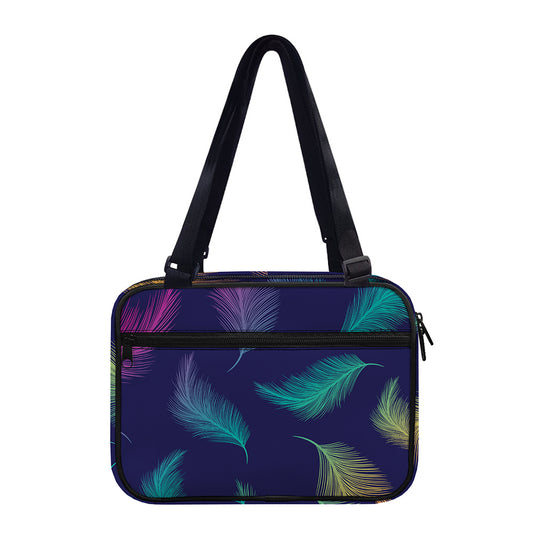 Colorful Feather Pattern Print Double Strap Bible Bag
