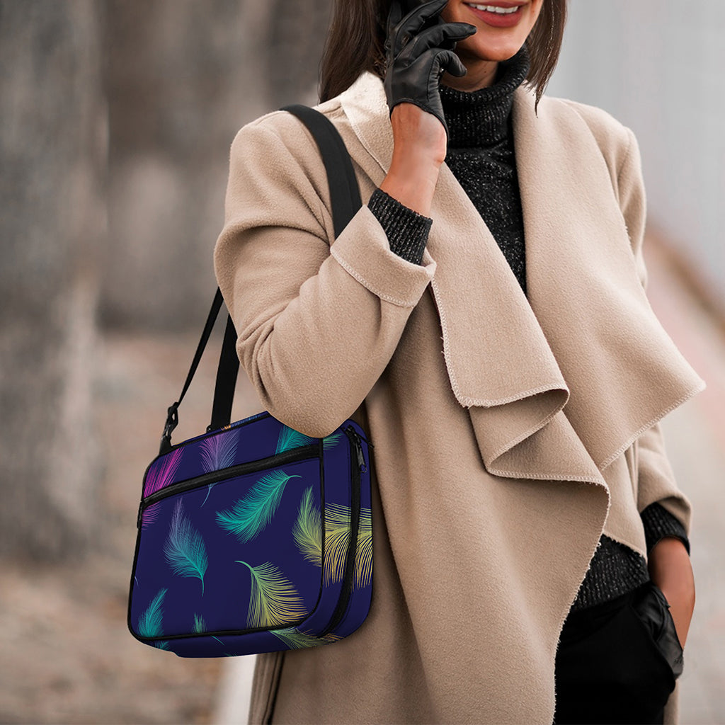 Colorful Feather Pattern Print Double Strap Bible Bag