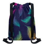 Colorful Feather Pattern Print Drawstring Backpack
