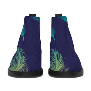 Colorful Feather Pattern Print Flat Ankle Boots