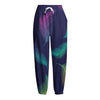 Colorful Feather Pattern Print Fleece Lined Knit Pants