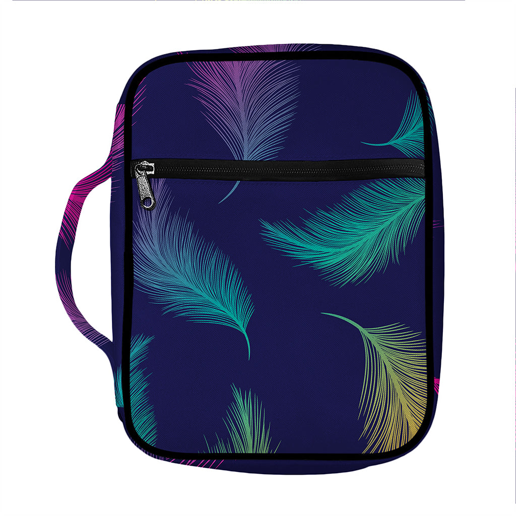 Colorful Feather Pattern Print Front Pocket Bible Bag