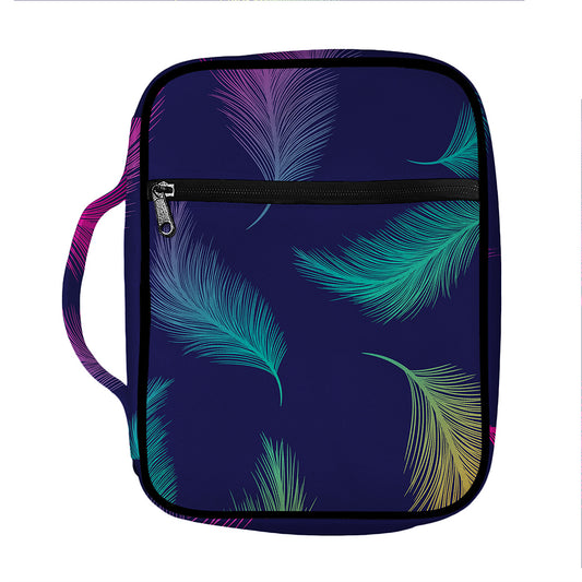 Colorful Feather Pattern Print Front Pocket Bible Bag