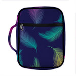 Colorful Feather Pattern Print Front Pocket Bible Bag