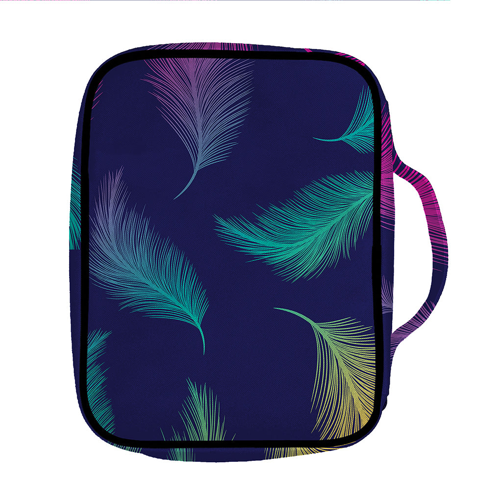 Colorful Feather Pattern Print Front Pocket Bible Bag