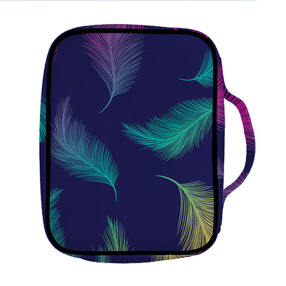 Colorful Feather Pattern Print Front Pocket Bible Bag