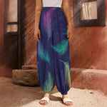 Colorful Feather Pattern Print Harem Pants