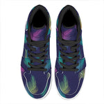 Colorful Feather Pattern Print High Top Leather Sneakers