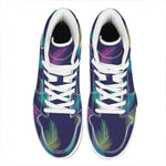 Colorful Feather Pattern Print High Top Leather Sneakers