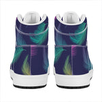 Colorful Feather Pattern Print High Top Leather Sneakers