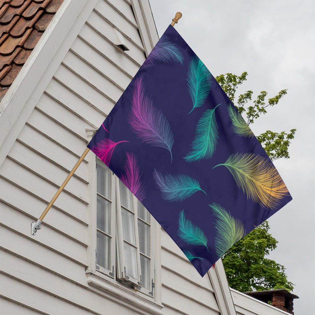 Colorful Feather Pattern Print House Flag