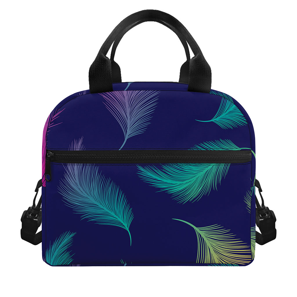 Colorful Feather Pattern Print Insulated Lunch Bag