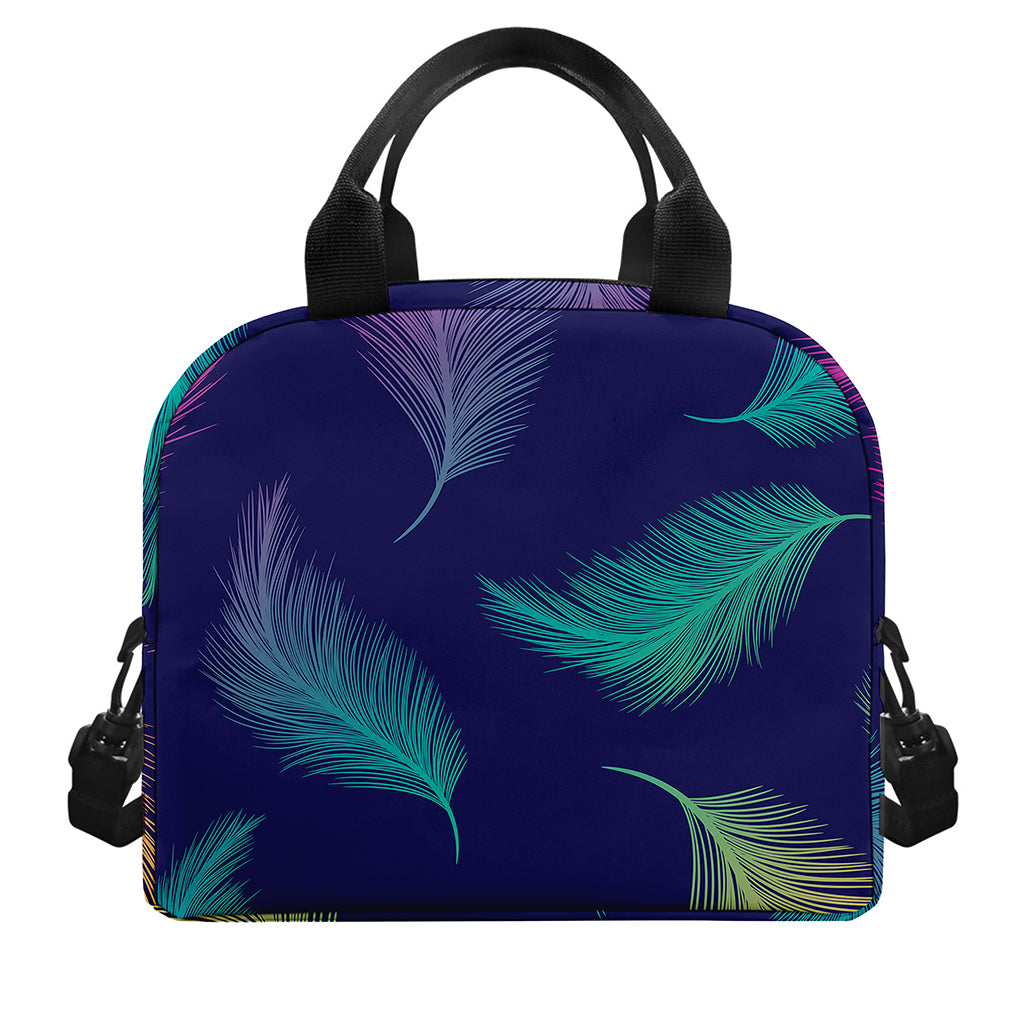 Colorful Feather Pattern Print Insulated Lunch Bag