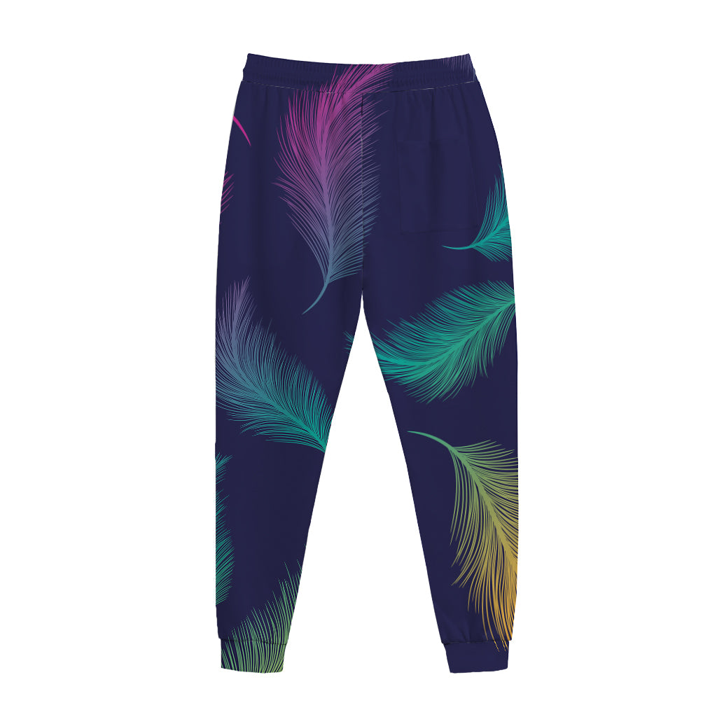 Colorful Feather Pattern Print Jogger Pants