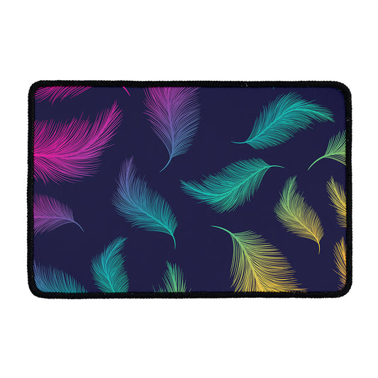 Colorful Feather Pattern Print Kitchen Mat