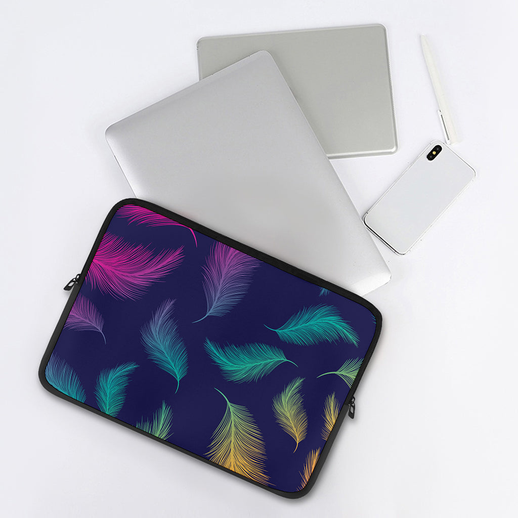 Colorful Feather Pattern Print Laptop Sleeve