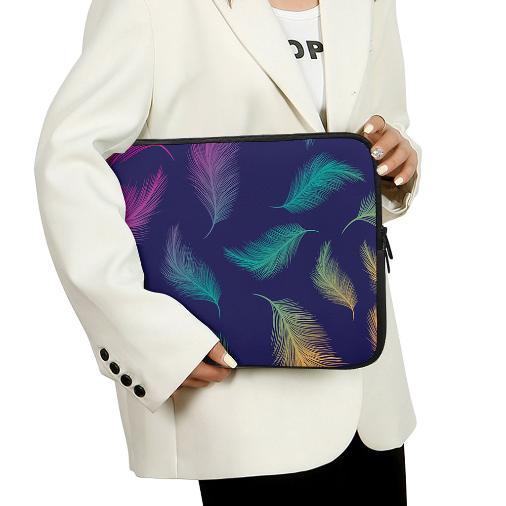 Colorful Feather Pattern Print Laptop Sleeve