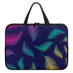 Colorful Feather Pattern Print Laptop Sleeve With Handle