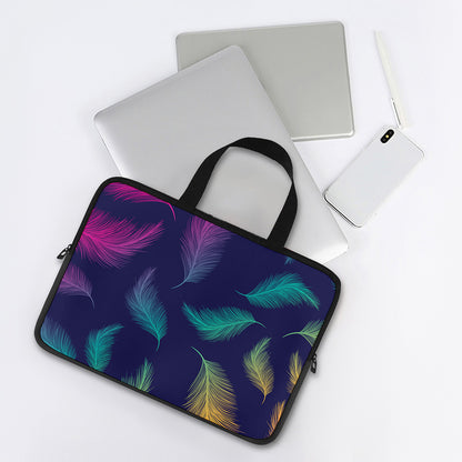 Colorful Feather Pattern Print Laptop Sleeve With Handle