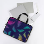 Colorful Feather Pattern Print Laptop Sleeve With Handle