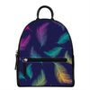 Colorful Feather Pattern Print Leather Backpack