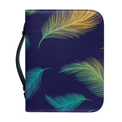 Colorful Feather Pattern Print Leather Bible Cover