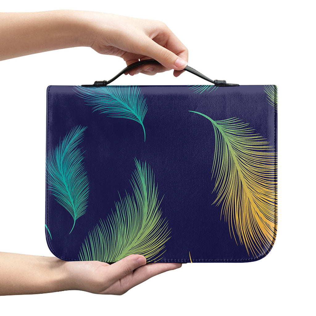 Colorful Feather Pattern Print Leather Bible Cover