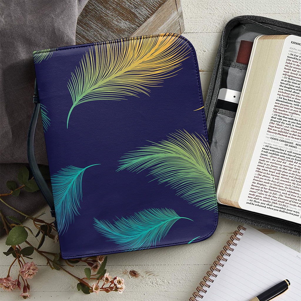 Colorful Feather Pattern Print Leather Bible Cover