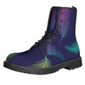 Colorful Feather Pattern Print Lace-Up Boots