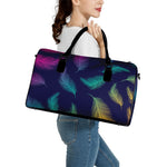 Colorful Feather Pattern Print Leather Duffle Bag