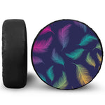 Colorful Feather Pattern Print Leather Spare Tire Cover