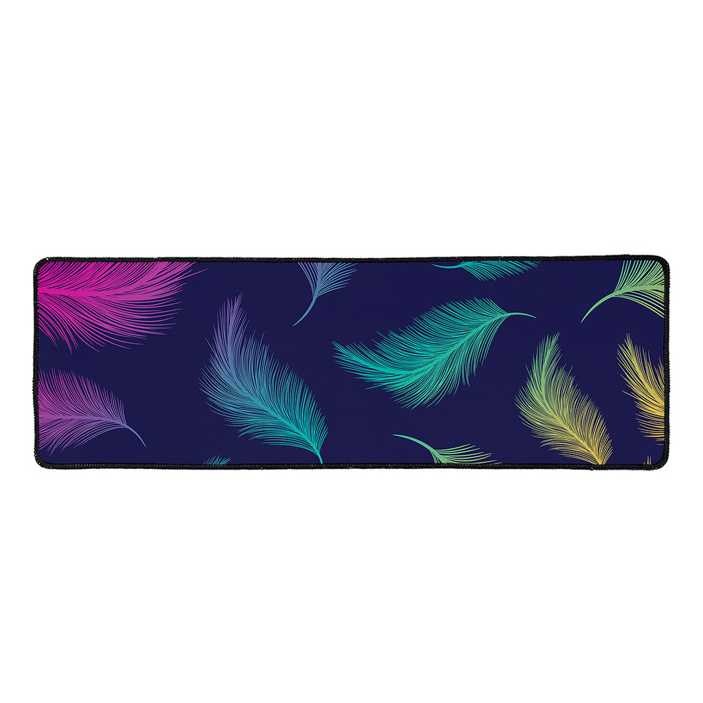 Colorful Feather Pattern Print Long Kitchen Mat