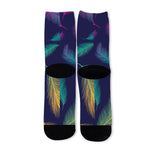 Colorful Feather Pattern Print Long Socks