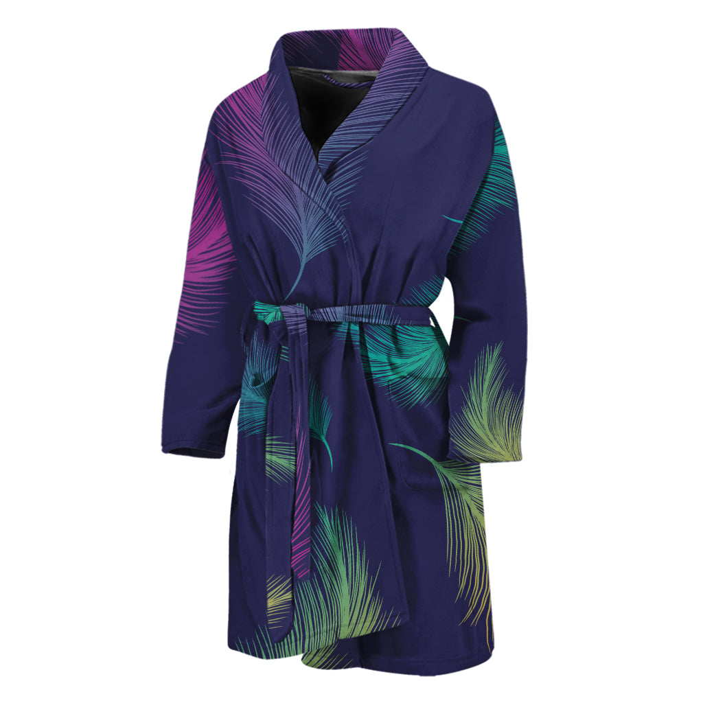 Colorful Feather Pattern Print Men's Bathrobe