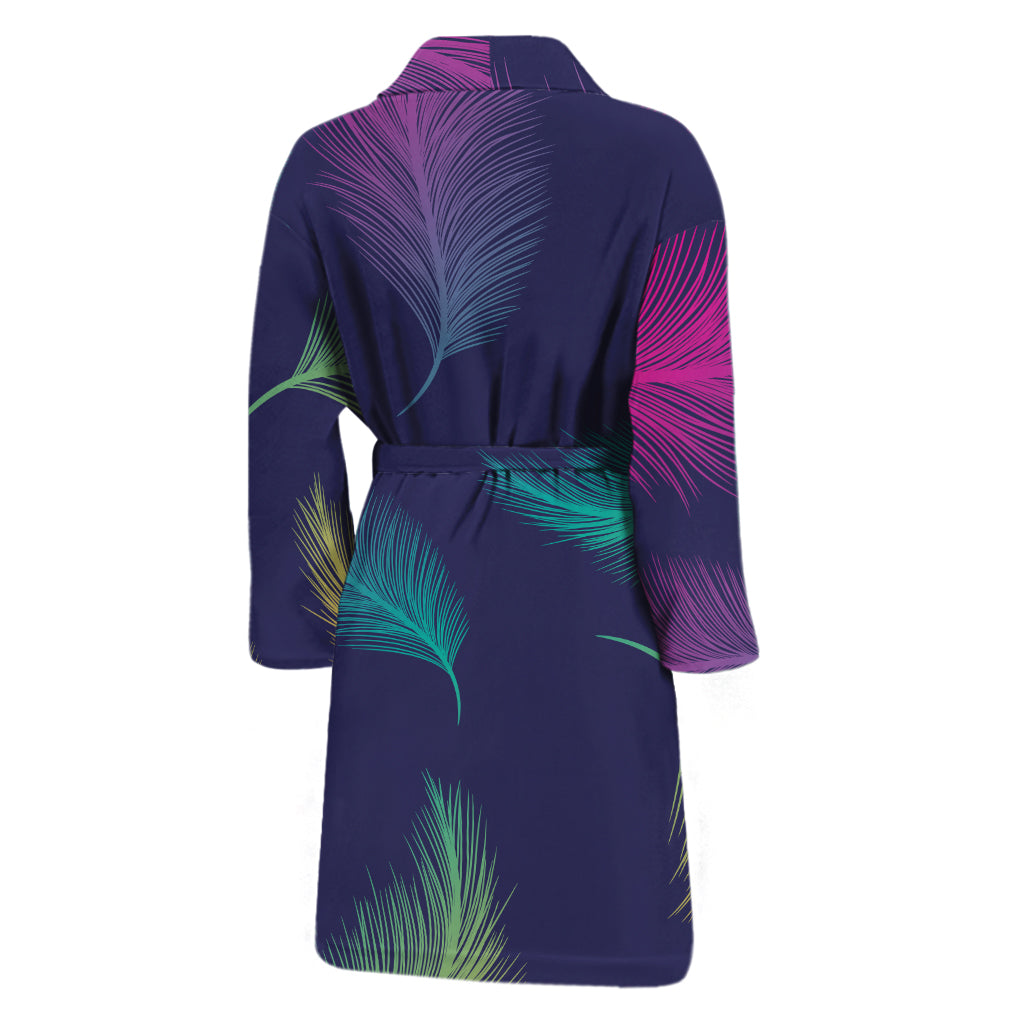 Colorful Feather Pattern Print Men's Bathrobe