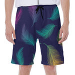 Colorful Feather Pattern Print Men's Beach Shorts