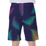 Colorful Feather Pattern Print Men's Beach Shorts