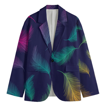 Colorful Feather Pattern Print Men's Blazer
