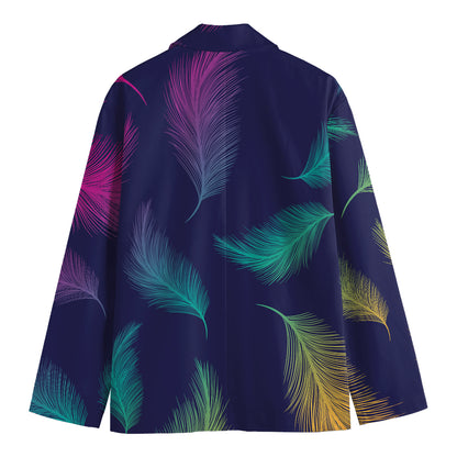 Colorful Feather Pattern Print Men's Blazer